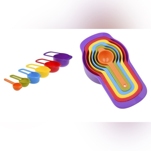 6piece multicolor hard‎ silicone Nested Measuring Spoons new - Picture 1 of 6